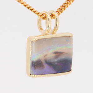 Yellow Gold Blue Green Yellow Purple Black Opal Pendant