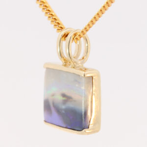 Yellow Gold Blue Green Yellow Purple Black Opal Pendant