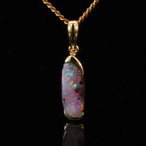 Yellow Gold Blue Green Pink Red Boulder Opal Pendant