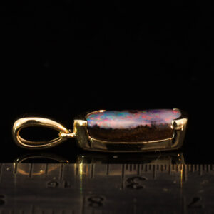 Yellow Gold Blue Green Pink Red Boulder Opal Pendant