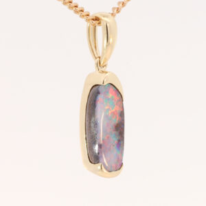 Yellow Gold Blue Green Pink Red Boulder Opal Pendant