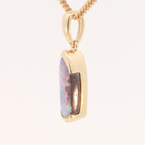 Yellow Gold Blue Green Pink Red Boulder Opal Pendant