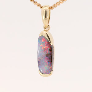 Yellow Gold Blue Green Pink Red Boulder Opal Pendant