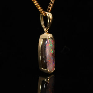 Yellow Gold Blue Green Pink Red Boulder Opal Pendant