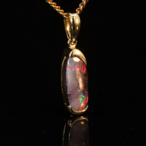 Yellow Gold Blue Green Pink Red Boulder Opal Pendant