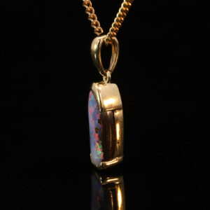 Yellow Gold Blue Green Pink Red Boulder Opal Pendant