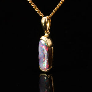 Yellow Gold Blue Green Pink Red Boulder Opal Pendant