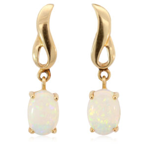 Yellow Gold Blue Green Yellow Orange Crystal Opal earrings