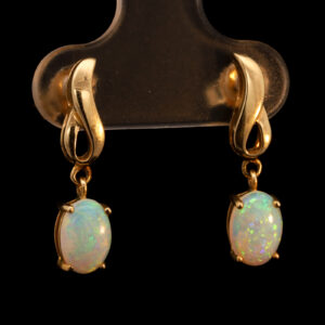 Yellow Gold Blue Green Yellow Orange Crystal Opal earrings