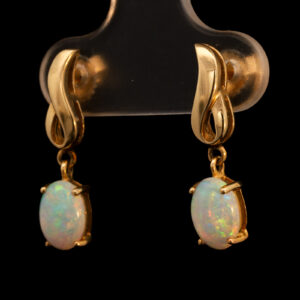 Yellow Gold Blue Green Yellow Orange Crystal Opal earrings