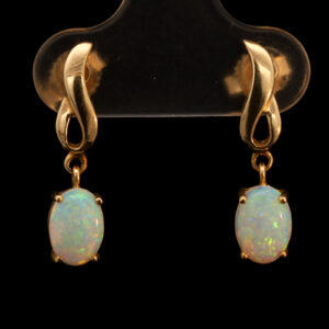 Yellow Gold Blue Green Yellow Orange Crystal Opal earrings