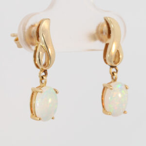 Yellow Gold Blue Green Yellow Orange Crystal Opal earrings