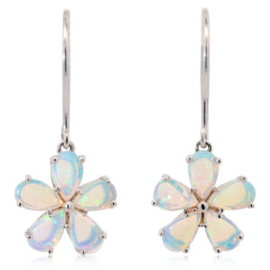 White Gold Blue Green Solid Australian Crystal Opal Earrings