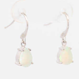 White Gold Blue Green Crystal Opal Earrings