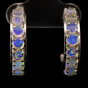 Sterling Silver Blue Purple Crystal Opal Earrings