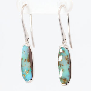 Sterling Silver Blue Green Boulder Opal Earrings