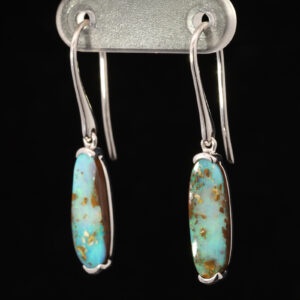 Sterling Silver Blue Green Boulder Opal Earrings