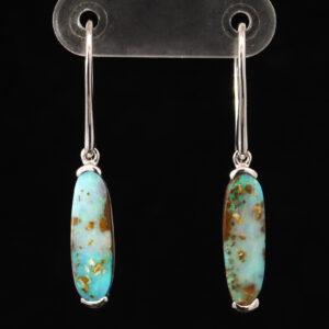 Sterling Silver Blue Green Boulder Opal Earrings