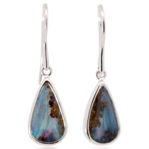 Sterling Silver Blue Green Yellow Orange Purple Boulder Opal Earrings