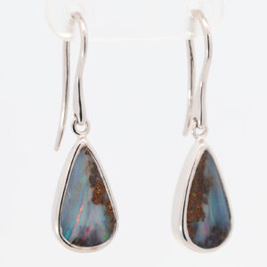 Sterling Silver Blue Green Yellow Orange Purple Boulder Opal Earrings