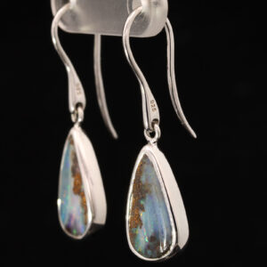 Sterling Silver Blue Green Yellow Orange Purple Boulder Opal Earrings