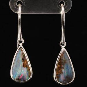 Sterling Silver Blue Green Yellow Orange Purple Boulder Opal Earrings