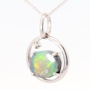 Sterling Silver Blue Green Yellow Orange Black Opal Pendant