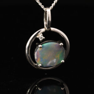 Sterling Silver Blue Green Yellow Orange Black Opal Pendant