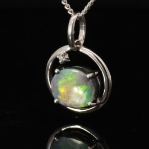 Sterling Silver Blue Green Yellow Orange Black Opal Pendant