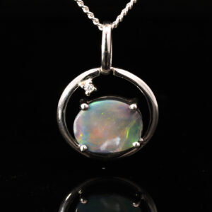 Sterling Silver Blue Green Yellow Orange Black Opal Pendant