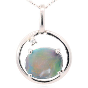 Sterling Silver Blue Green Yellow Orange Black Opal Pendant