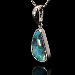 Sterling Silver Blue Green Yellow Orange Boulder Opal Pendant