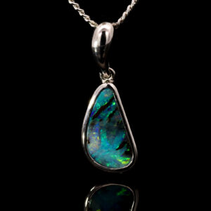 Sterling Silver Blue Green Yellow Orange Boulder Opal Pendant