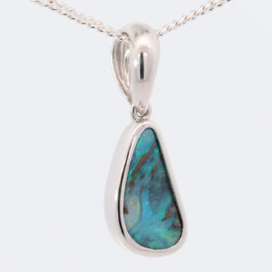 Sterling Silver Blue Green Yellow Orange Boulder Opal Pendant