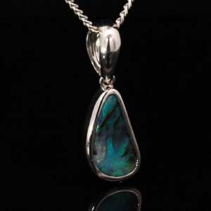 Sterling Silver Blue Green Yellow Orange Boulder Opal Pendant