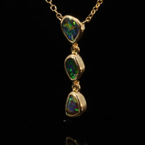 Yellow Gold Blue Green Yellow Orange Red Boulder Opal Necklace