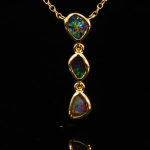 Yellow Gold Blue Green Yellow Orange Red Boulder Opal Necklace