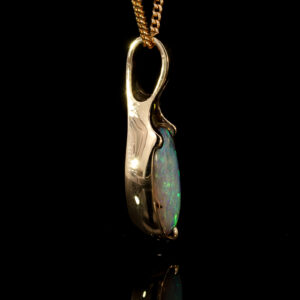 Yellow Gold Blue Green Yellow Solid Australian Boulder Opal Pendant Necklace