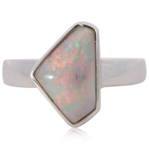 Sterling Silver Blue Green Orange Pink Semi Black Opal Ring