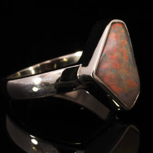 Sterling Silver Blue Green Orange Pink Semi Black Opal Ring