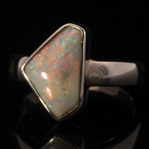 Sterling Silver Blue Green Orange Pink Semi Black Opal Ring