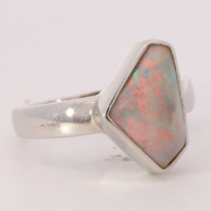 Sterling Silver Blue Green Orange Pink Semi Black Opal Ring