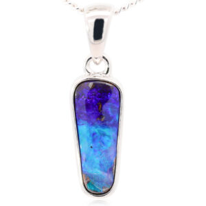 Sterling Silver Blue Green Purple Boulder Opal Pendant