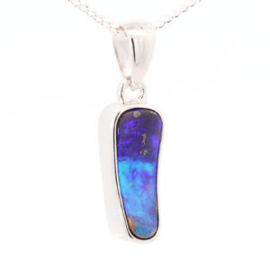 Sterling Silver Blue Green Purple Boulder Opal Pendant