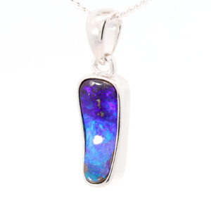 Sterling Silver Blue Green Purple Boulder Opal Pendant