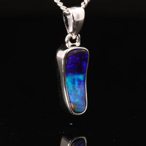 Sterling Silver Blue Green Purple Boulder Opal Pendant