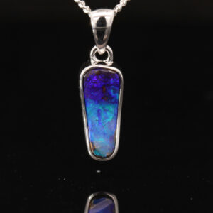 Sterling Silver Blue Green Purple Boulder Opal Pendant