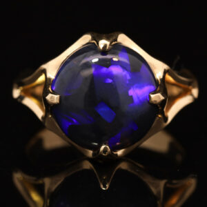 Yellow Gold Blue Purple Black Opal Ring