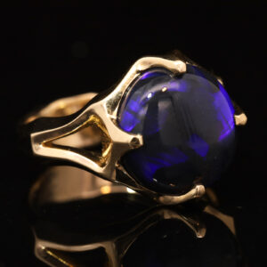 Yellow Gold Blue Purple Black Opal Ring