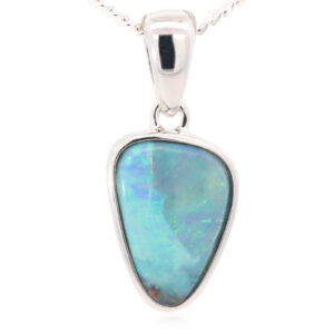 Sterling Silver Blue Green Boulder Opal Pendant